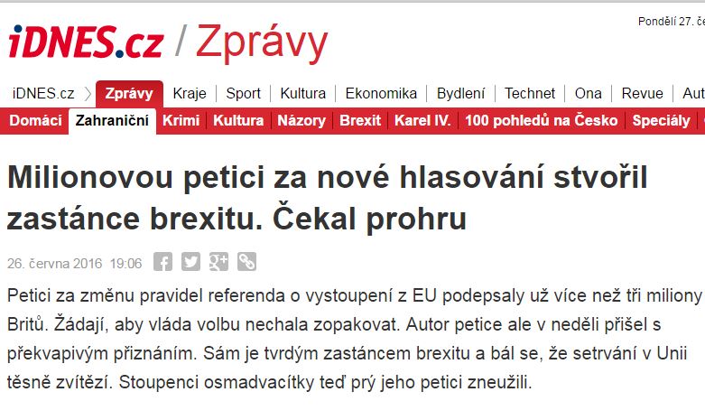 Lživá zpráva o petici iDNES.cz