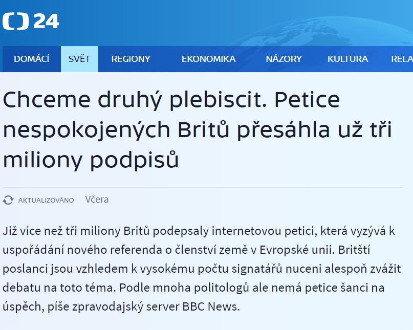 Lživá zpráva o petici Česká televize